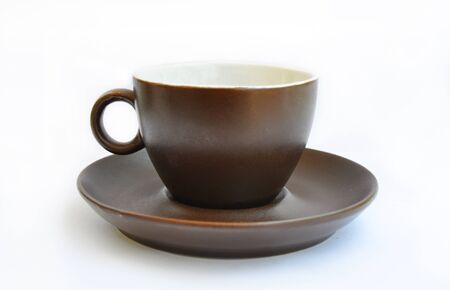 cup and saucer isolated on a white backgroundの写真素材