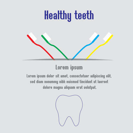 Healthy teeth background with text, teeth and toothbrushes.のイラスト素材