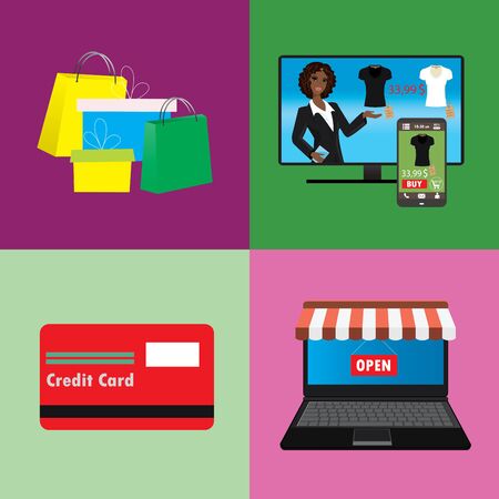 Business concept  set of online shopping internet purchase , flat vector illustrationのイラスト素材
