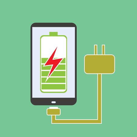 rechargeable smart phone, the charger, the vectorのイラスト素材