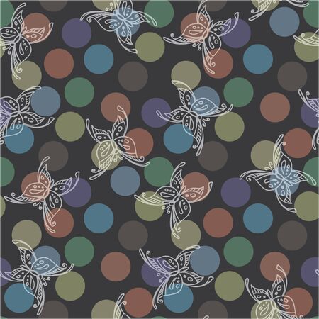 Seamless pattern of colorful butterflies against the backgroundのイラスト素材
