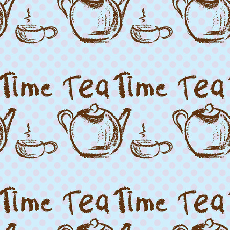 Tea time vintage seamless background. Seamless pattern can be used for wallpaper, pattern fills, web page backgrounds, surface textures.のイラスト素材