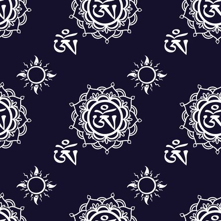Seamless pattern  with Om ornament.Seamless pattern can be used for wallpaper, pattern fills, web page backgrounds, surface textures.のイラスト素材