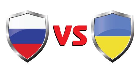 Russia vs Ukraina flag icons theme, vectorのイラスト素材