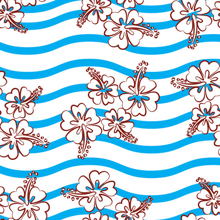 Seamless pattern  Hibiscus flowers.Seamless pattern can be used for wallpaper, pattern fills, web page backgrounds, surface textures.のイラスト素材