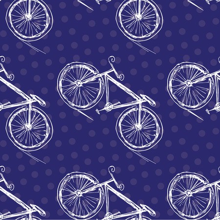 Bicycle seamless pattern on a colored background . Hand drawing.Seamless pattern can be used for wallpaper, pattern fills, web page backgrounds, surface textures.のイラスト素材