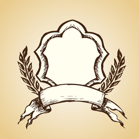 emblem. Hand drawing, vectorのイラスト素材