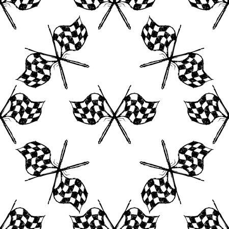 Seamless pattern with tribal racing checkered flag , hand drawing . Seamless pattern can be used for wallpaper, pattern fills, web page backgrounds, surface textures.のイラスト素材