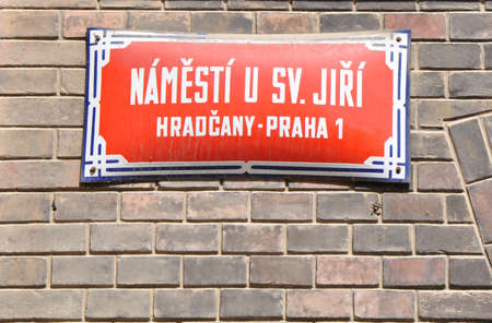 Old street sign in Prague, Czech Republicの写真素材