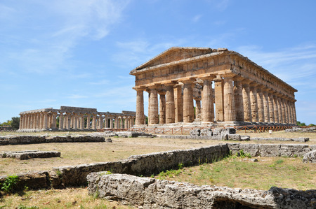 paestum ruins near naples, italyの写真素材