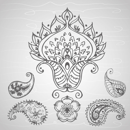 paisley ornament, hand drawing , vector illustrationのイラスト素材