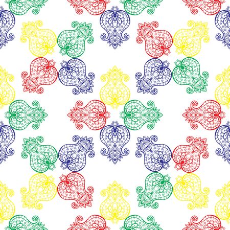 Seamless pattern with ornamental flowers. Hand drawing. Seamless pattern can be used for wallpaper, pattern fills, web page backgrounds, surface texturesのイラスト素材