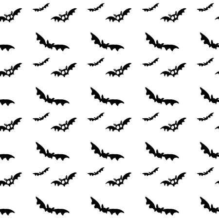 black bat seamless pattern on white, vectorのイラスト素材