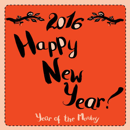 New Year Greeting Card , Hand Drawn .2016 New Year. Vector illustration.のイラスト素材