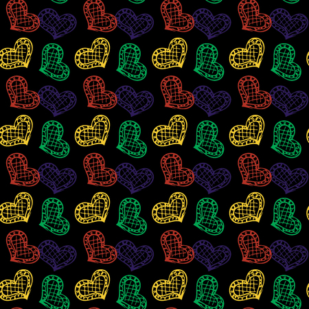 Hand drawn decorative hearts seamless vector patternのイラスト素材