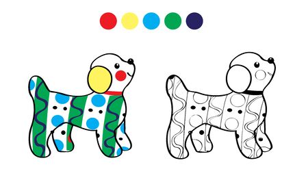 Cute little dog. Color, black and white. Vectorのイラスト素材