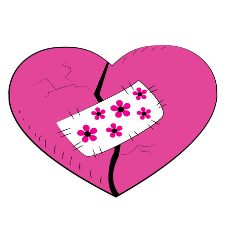 Pink broken heart with a patch. vectorのイラスト素材