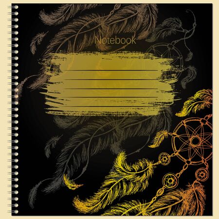 Cover for notebook with Dreamcatcher, hand drawing, vector illustrationのイラスト素材