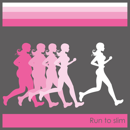 Vector illustration of Silhouette of a running girl, run to slimのイラスト素材