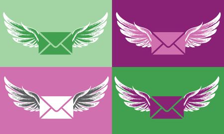 letter with wings - vector concept illustrationのイラスト素材