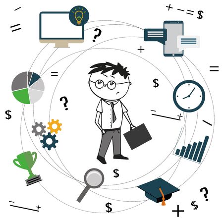 Office man concept background. Vector illustrationのイラスト素材