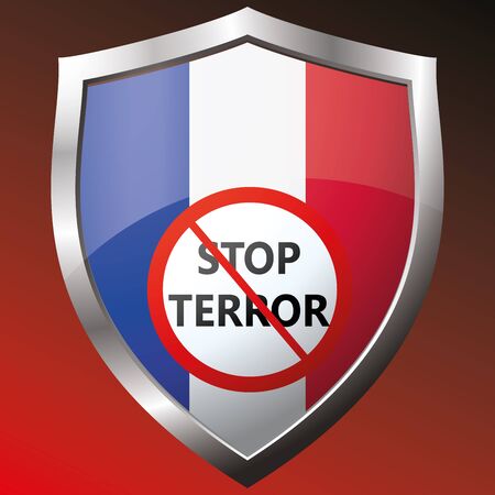 Stop terror.icon with the French flag. Vector illustrationのイラスト素材