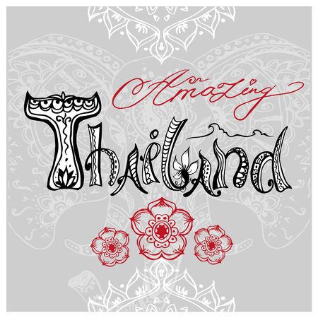 I love Thailand background, hand drawing, vector illustrationのイラスト素材