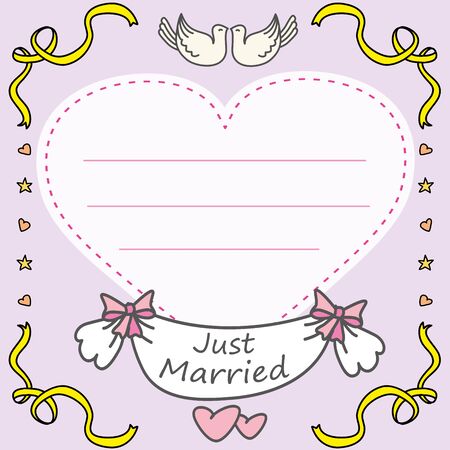 doodle wedding greeting card, hand drawn, vector illustrationのイラスト素材