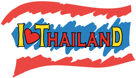 I love Thailand. Thailand flag on background. Vector illustrationのイラスト素材