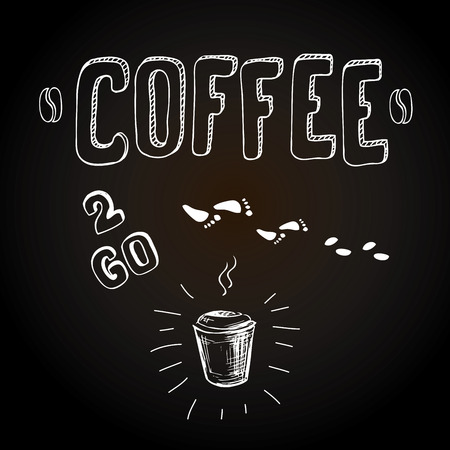 Coffee to go. Hand drawn vector card or backgroundのイラスト素材