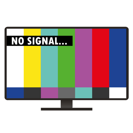Inscription on the TV screen - no signal, flat designのイラスト素材
