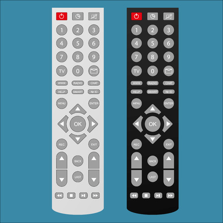 Dark and light Remote TV Control. Isolated on white background, vector illustrationのイラスト素材