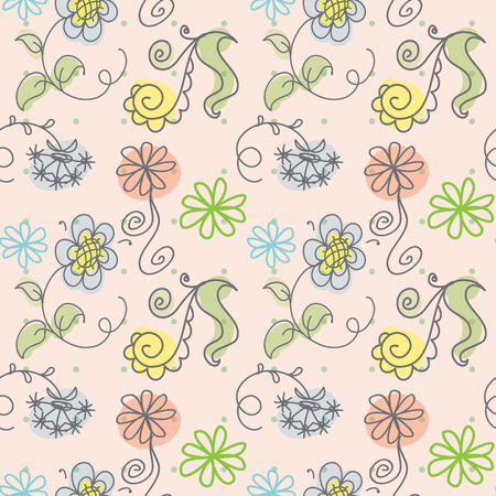 Seamless floral pattern.hand drawn doodle design. Vector illustration.のイラスト素材