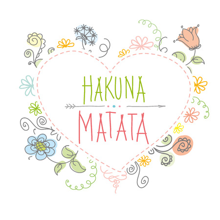 Hakuna matata - no worries,lettering with floral elements. Vector illustration.のイラスト素材