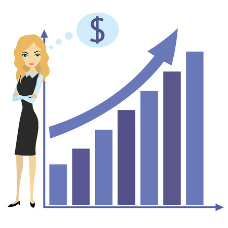 Business woman and growth chart,vector illustrationのイラスト素材