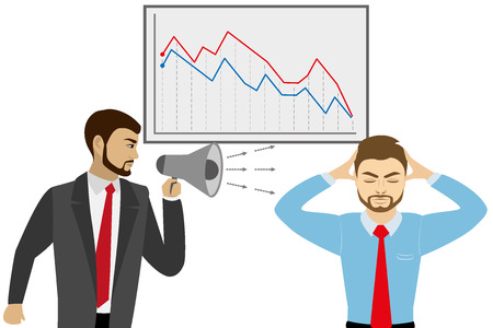 Chief yelling at the manager, business stress concept, illustrationのイラスト素材