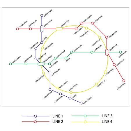 metro or subway map design template. city transportation scheme concept. rapid transit vector illustrationのイラスト素材