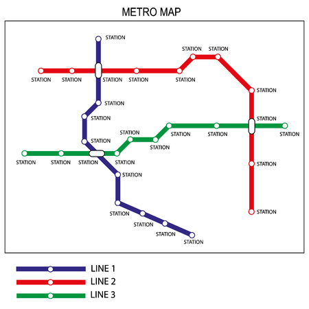 metro or subway map design template. city transportation scheme concept. rapid transit vector illustrationのイラスト素材