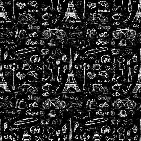 Seamless pattern Paris symbols,のイラスト素材