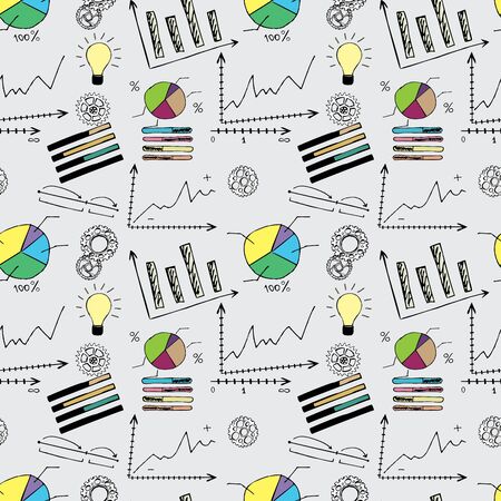 doodle finance seamless pattern, stock vector illustrationのイラスト素材