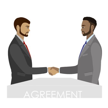 Successful partnership, business people cooperation agreement,hand shake. Vector illustrationのイラスト素材