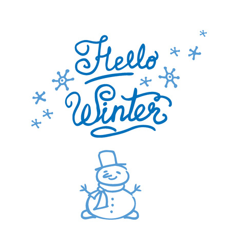 Hello Winter. Happy Snowman.のイラスト素材
