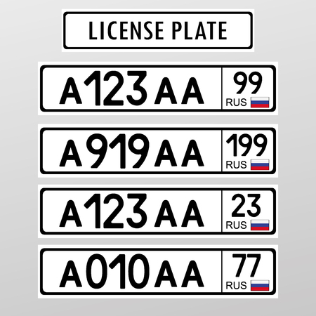 Russian license number plate. Flat style design ,vector illustrationのイラスト素材