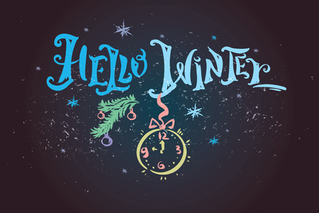 Hello winter text.のイラスト素材