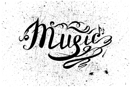 Music Hand drawn vector illustration. Lettering.のイラスト素材