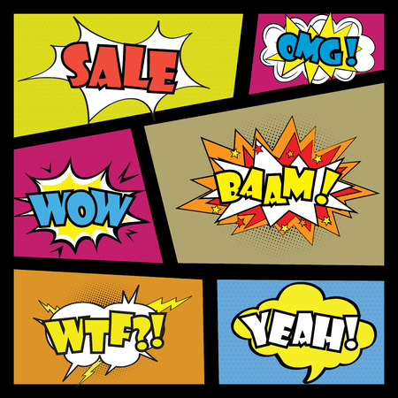 Comics speech bubble with expressions stickers setのイラスト素材