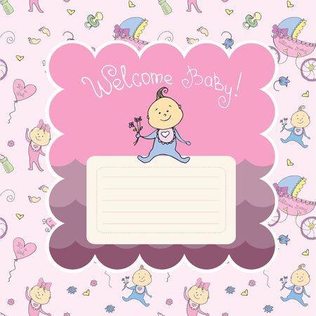Baby boy announcement card.Stock vector illustrationのイラスト素材