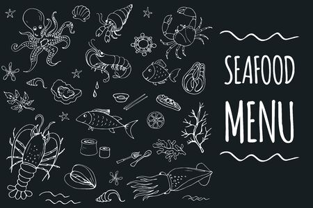 Seafood menu template page,stock vector illustrationのイラスト素材