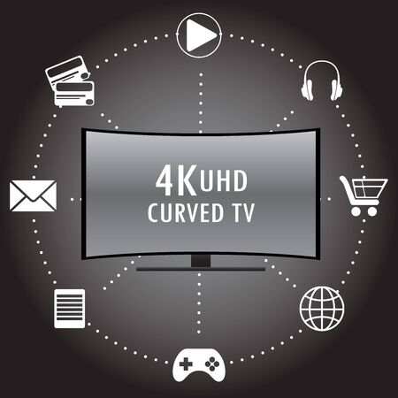 4K TV with icons of different applications.のイラスト素材