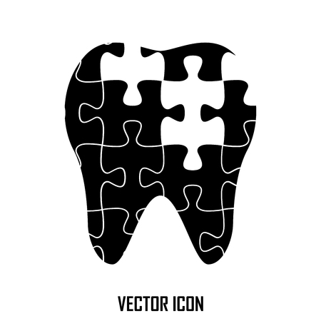 tooth of the puzzle,dental caries icon, vector illustrationのイラスト素材